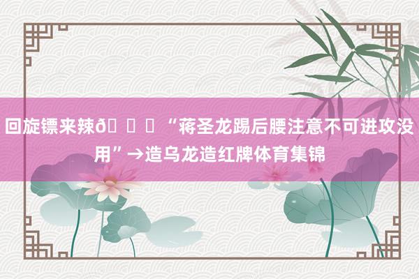 回旋镖来辣😅“蒋圣龙踢后腰注意不可进攻没用”→造乌龙造红牌体育集锦