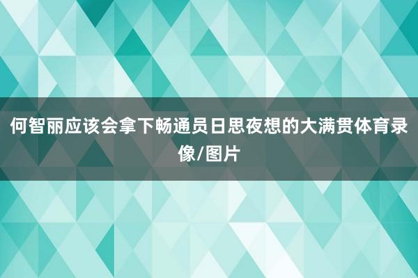 何智丽应该会拿下畅通员日思夜想的大满贯体育录像/图片