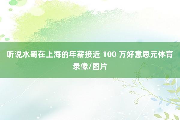 听说水哥在上海的年薪接近 100 万好意思元体育录像/图片